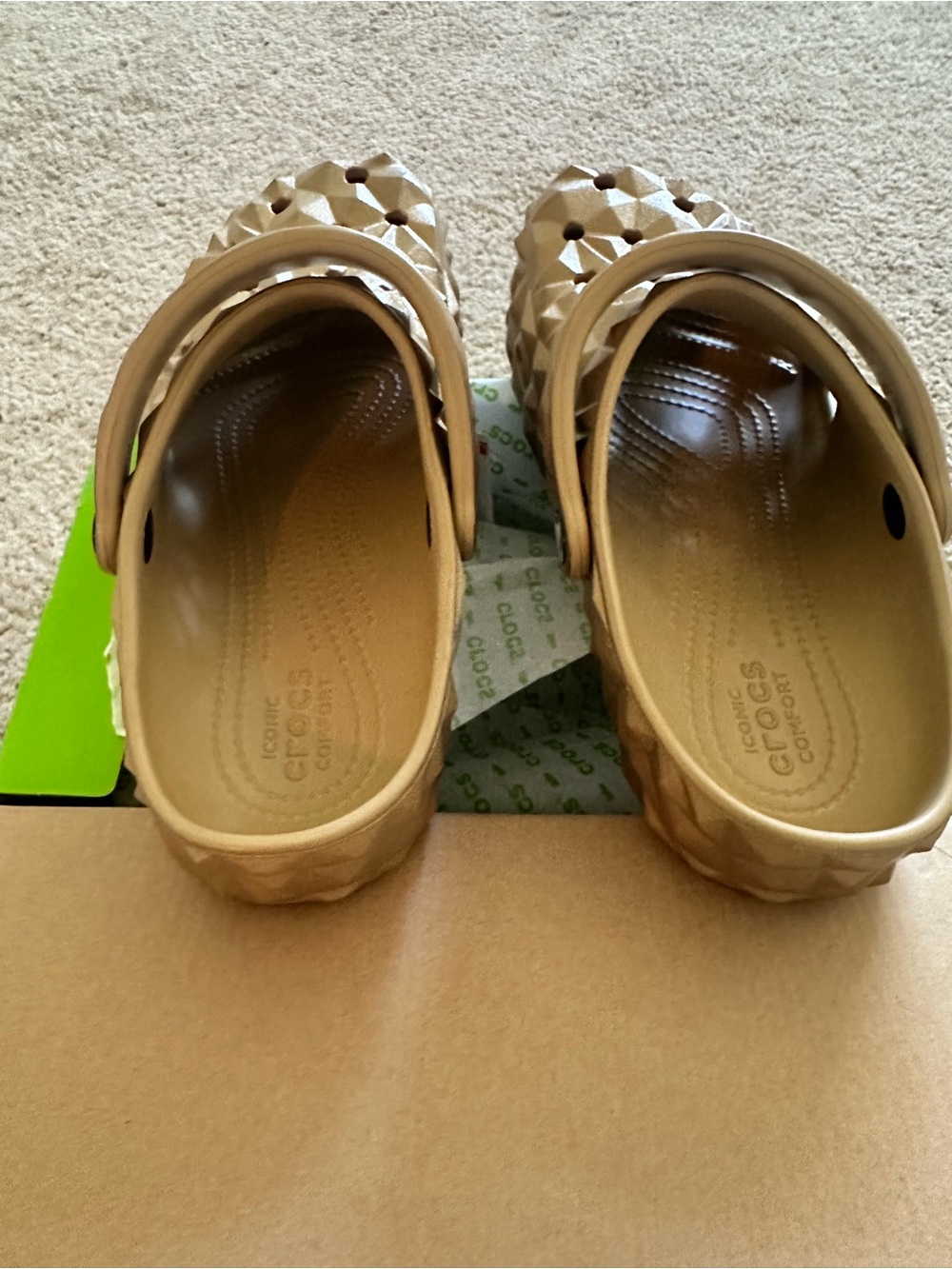 CROCS Women's Metallic Gold Classic Clog with Geometric Texture - Picture 8 of 10